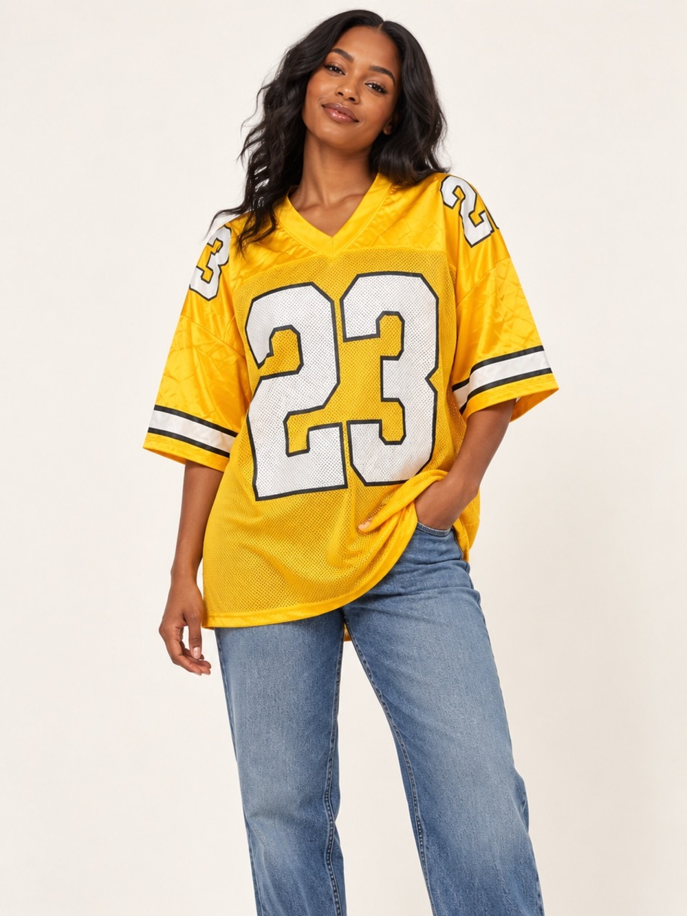 Yellow Number 23 Oversized Mesh Jersey – Size L